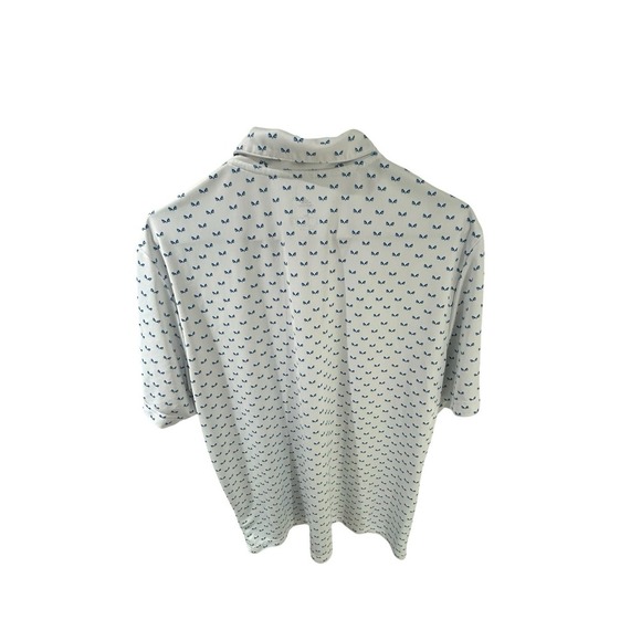 Adidas Golf Polo Shirt Mens LARGE White All Over Print Performance UPF Stretch - Picture 6 of 8